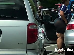 Sexy Redbone BBW Changing Clothes in Public Parking Lot