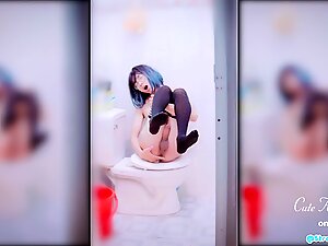 Asian SISSY ANAL, FINGERING, MOANNING &_ CUM IN TOILET